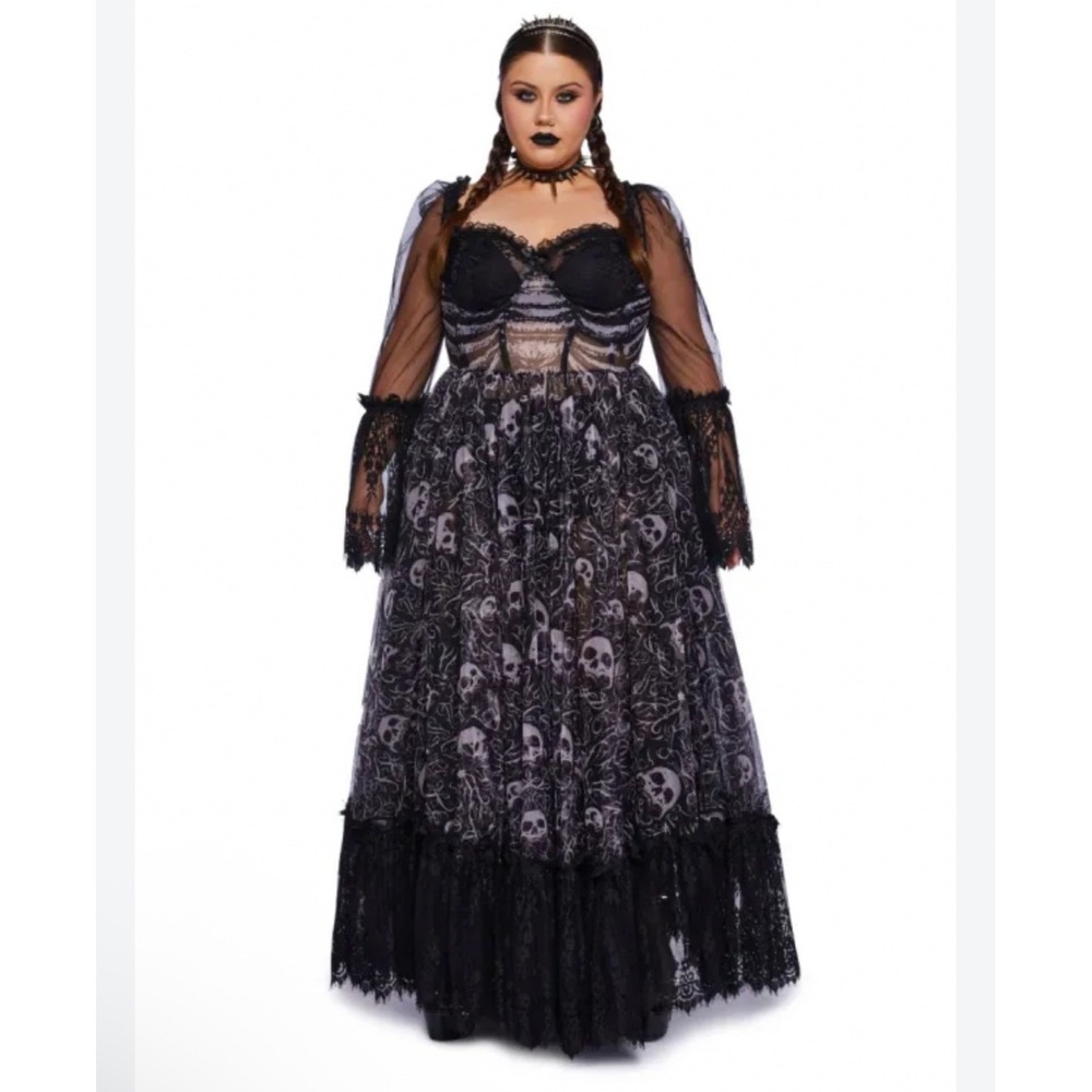 Dolls Kill Queen Gothic Whimsigoth Victorian Maxi Dress 2X NWT Witchy Halloween